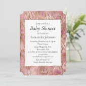 Girl Pink Gold Zebra Print Einladung (Stehend Vorderseite)