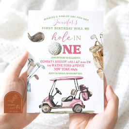 Girl Pink Golf Cart Outdoor Geburtstag Einladung