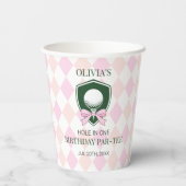 Girl Pink Golf Hole in einem Niedlichen 1. Geburts Pappbecher (Rückseite)