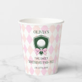 Girl Pink Golf Two Sweet 2nd Birthday Party Pappbecher (Rückseite)