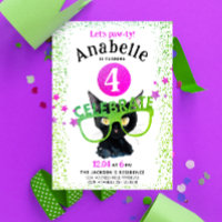 Girl Pink Green Black Cat Paw Glitzer Wasserfarbe