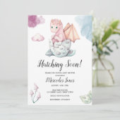 Girl Pink Hatching Dragon Hatching Bald Einladung (Stehend Vorderseite)
