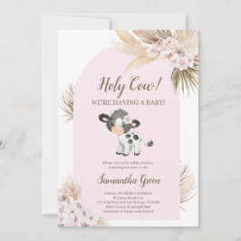 Girl Pink Holy Cow Baby Dusche Einladung
