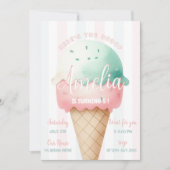 Girl Pink Ice Cream Geburtstag Einladung (Vorderseite)