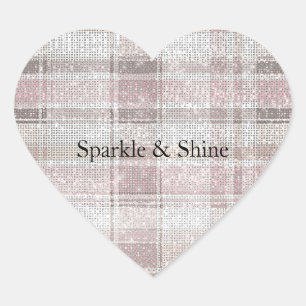Girl Pink Kariert Stripes Sparkor Herz-Aufkleber