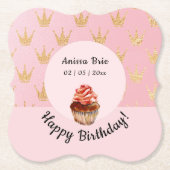 Girl Pink Kids Cupcake Birthday Paper Untersetzer (Vorderseite)