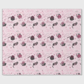 Girl Pink Kitty Liebe Kittens and Yarn Tangle Kids Geschenkpapier (Flach)