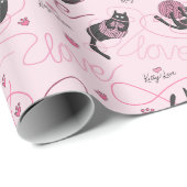 Girl Pink Kitty Liebe Kittens and Yarn Tangle Kids Geschenkpapier (Rolleneckpunkt)