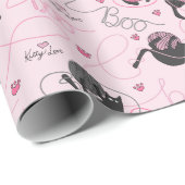 Girl Pink Kitty Liebe Kittens and Yarn Tangle Kids Geschenkpapier (Rolleneckpunkt)