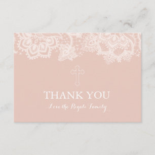 Girl Pink Lace Religious Danke Karte