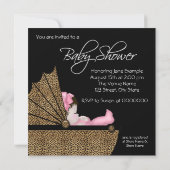 Girl Pink Leopard Babydusche Einladung (Rückseite)