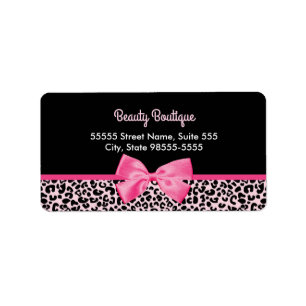 Girl Pink Leopard Print Niedlich Bow Beauty Boutiq Adressaufkleber