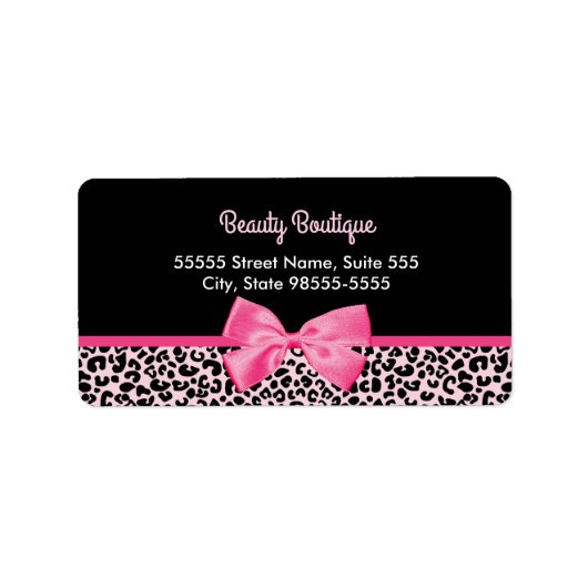 Girl Pink Leopard Print Niedlich Bow Beauty Boutiq Adressaufkleber (Vorne)