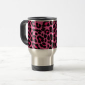 Girl Pink Leopard Print Travel Mug Reisebecher (Vorderseite Links)