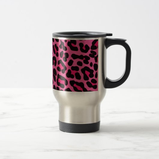Girl Pink Leopard Print Travel Mug Reisebecher (Rechts)