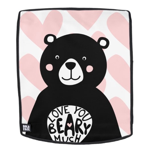 Girl Pink Liebe du Beary Much Bär Herzmuster Rucksack (Abnehmbare Front)