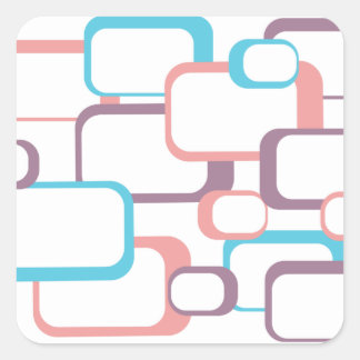 Girl Pink Lila Blue Retro Squares Muster Quadratischer Aufkleber