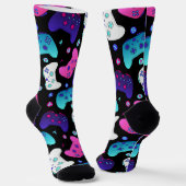 Girl Pink Lila Cartoon Video Game Socken (Gewinkelt)