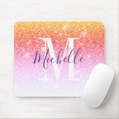 Girl-Pink-Lila Glitzer-Monogramm-Name Mousepad (Mit Mouse)