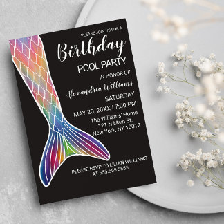 Girl Pink Lila Navy Meerjungfrau Schwanz Schwimmba Einladung