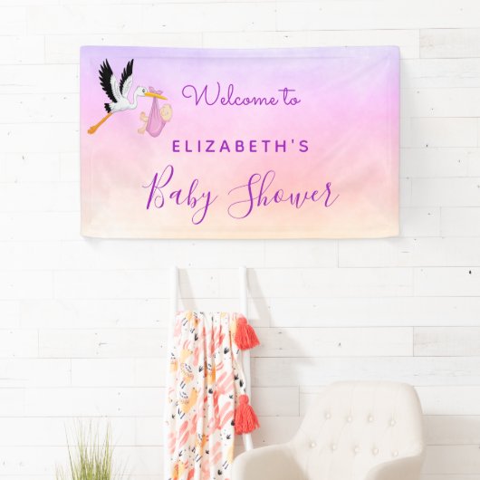 Girl pink lila Rose Gold niedliche Storchendusche Banner (Insitu)