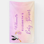 Girl pink lila Rose Gold niedliche Storchendusche Banner (Vertikal)
