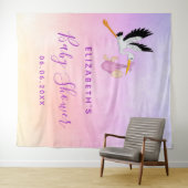 Girl pink lila Rose Gold niedliche Storchendusche Wandteppich (Beispiel (Horizontal))