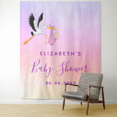 Girl pink lila Rose Gold niedliche Storchendusche Wandteppich (Beispiel)