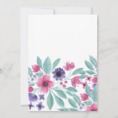 Girl Pink Lila Watercolor Floral Abschluss Einladung (Rückseite)