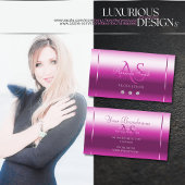 Girl Pink Lilac Shimmer Sparkle Diamonds Monogram Visitenkarte