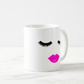 Girl-Pink-Lippen und -Leine Kaffeetasse (VorderseiteRechts)