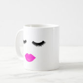 Girl-Pink-Lippen und -Leine Kaffeetasse (Vorderseite Links)