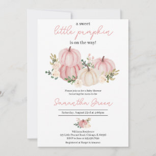 Girl Pink Little Pumpkin Baby Dusche Einladung