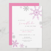 Girl Pink Little Snowflake Baby Dusche Einladung (Vorne/Hinten)