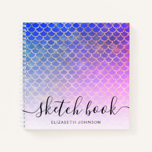 Girl Pink Mermaid Gold Glitzer Name Sketchbook Notizblock