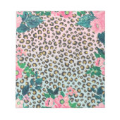 Girl Pink Mint Ombre Glitzer Leopard Print Notizblock (Vorderseite)