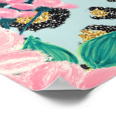 Girl Pink Mint Ombre Glitzer Leopard Print Poster (Ecke)