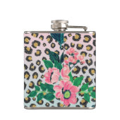 Girl Pink Minze Ombre Bloral Glitzer Leopard Print Flachmann (Rückseite)