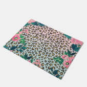 Girl Pink Minze Ombre Bloral Glitzer Leopard Print Fußmatte (Schrägansicht)