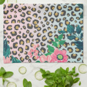 Girl Pink Minze Ombre Bloral Glitzer Leopard Print Geschirrtuch (Gefaltet)