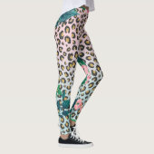 Girl Pink Minze Ombre Bloral Glitzer Leopard Print Leggings (Rechts)