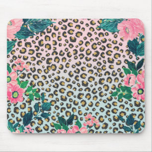 Girl Pink Minze Ombre Bloral Glitzer Leopard Print Mousepad