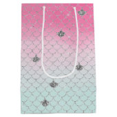 Girl Pink Minze Silver Glitzer Mermaid Mittlere Geschenktüte (Rückseite)