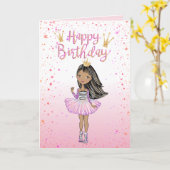 Girl Pink Modern Girl Karte (Gelbe Blume)