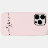 Girl Pink Monogram Modern Script Personalisiert Case-Mate iPhone Hülle (Rückseite (Horizontal))