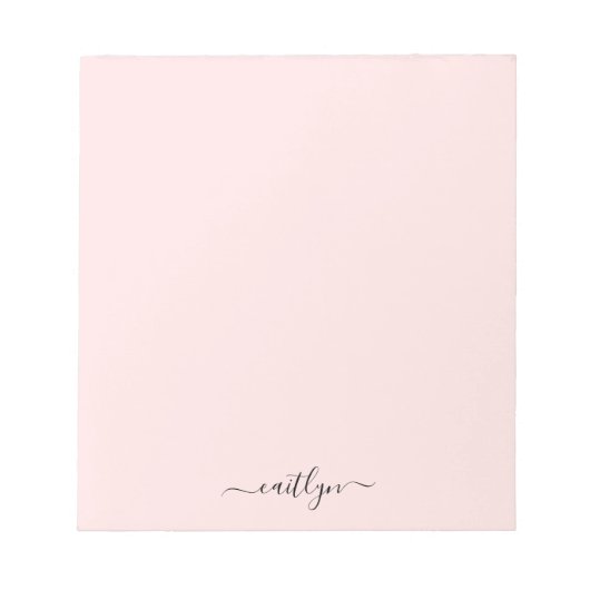 Girl Pink Monogram Modern Script Personalisiert Notizblock (Vorderseite)