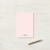 Girl Pink Monogram Modern Script Personalisiert Post-it Klebezettel (Auf Schreibtisch)
