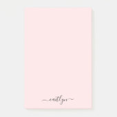 Girl Pink Monogram Modern Script Personalisiert Post-it Klebezettel (Vorderseite)