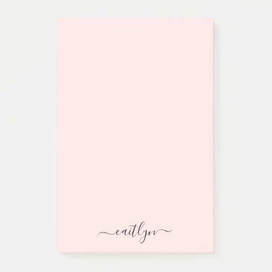 Girl Pink Monogram Modern Script Personalisiert Post-it Klebezettel (Vorderseite)