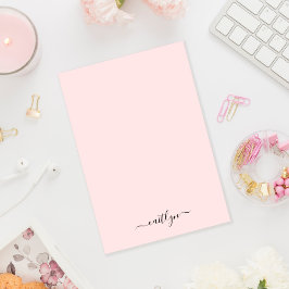 Girl Pink Monogram Modern Script Personalisiert Post-it Klebezettel